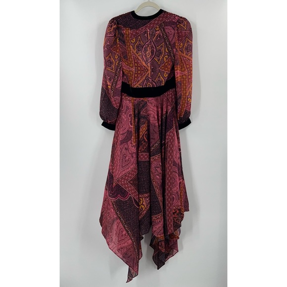 Divine Heritage NWT Boysenberry Paisley Handkerchief Hem Dress size XS - Picture 3 of 7